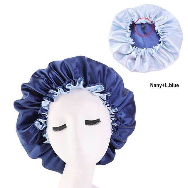 Double Layer Satin Shower Cap Large Chemotherapy Beauty Perm Cap With Adjustment Buckle for Hair Protective