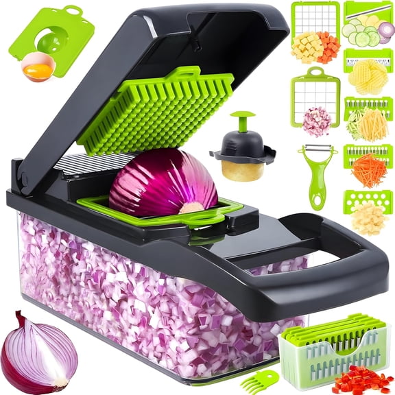 16 in 1 Vegetable Chopper, Black and Green