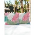 thumbnail image 4 of Outdoor Pillows Waterproof, Pink Green Palm Leaves Throw Pillows with Inserts Included, Summer Tropical Plants Botanical Indoor Outdoor Decorative Lumbar Pillow for Bed/Couch/Patio 16"x16", 2Pcs, 4 of 8