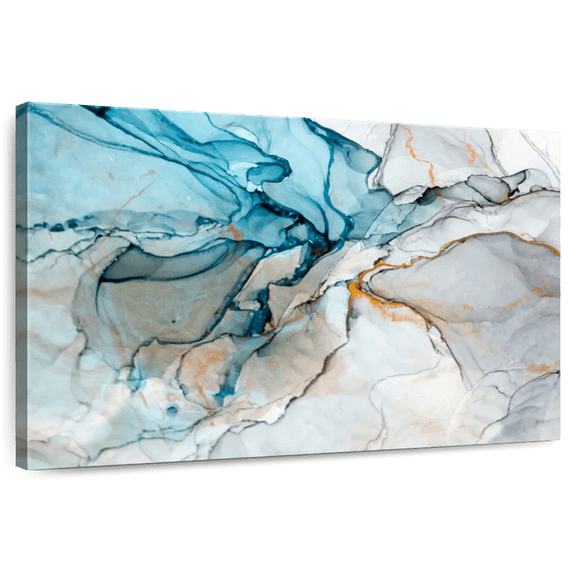 Elephant Stock Blue Liquid Marble Abstract Wall Art - Horizontal Canvas Wall Art - Living Room Wall Decor - Abstract Canvas - Blue And Gray Decor - 12" x 8"