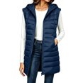 thumbnail image 2 of IUYRTFE Women Longline Hooded Puffer Vest Zip Up Sleeveless Winter Coat with Pockets for Outdoor Travel Daily Wear, 2 of 7