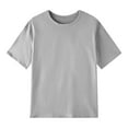 thumbnail image 3 of MPWEGNP Women's Solid Color Short Sleeve Loose T Shirt Round Neck Short Sleeve Top Summer Casual Shirt T Shirt Grey XL, 3 of 3