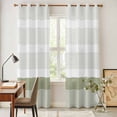 thumbnail image 4 of Sage Green Stripe Kitchen Curtains 96 Inch Length, Modern Rustic Horizontal Green Striped Grommet Top Bedroom Living Room Curtains, Light Filtering Cafe Curtain Drapes 2 Panels Set 104''x96'', 4 of 9