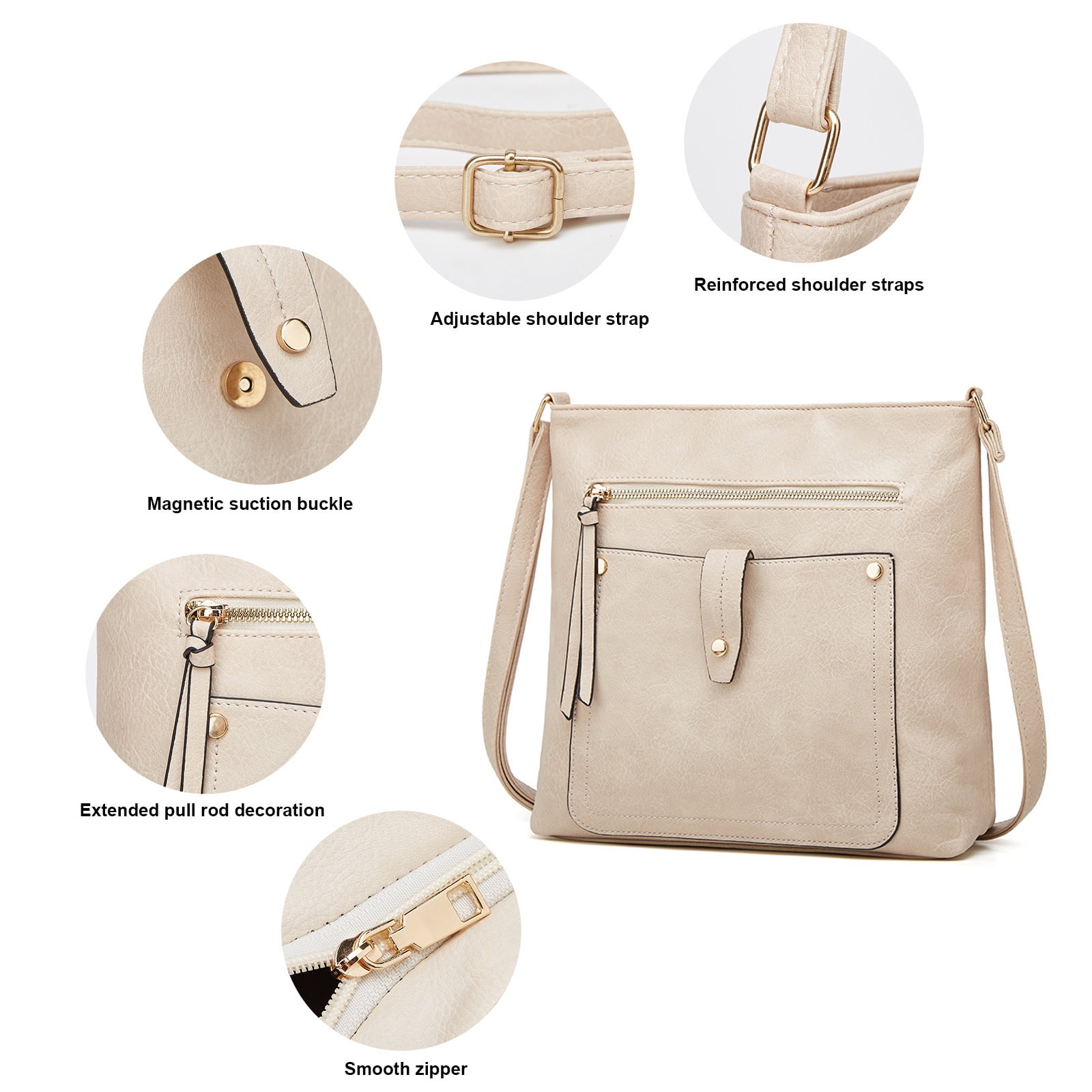 GAEKEAO Hobo Bags for Women Large Leather Purses and Handbags Crossbody Tote Shoulder Bag with Side Pockets Adjustable Strap