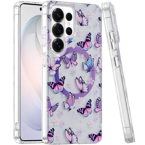Phone Case for Samsung Galaxy S26 Ultra Stylish Design Shockproof Magnetic Magsafe Compatible TPU IMD Print Rugged Grip Drop Protection Slim Fashion Cover Purple
