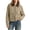 Khaki women corduroy blazer jacket a1, variant on thefmos Women Fall Winter Corduroy Blazer Jacket Long Sleeve Zipper Collared Casual Basic Outwear Button Down Office Street Style Coats, Watermelon Red XS