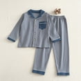thumbnail image 2 of YunPes Boys Ribbed Loungewear Set Notch Collar Long Sleeve Shirts + Loose Fit Pants Kids Spring/Fall Soft Textured Outfits, 2 of 5