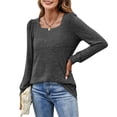 thumbnail image 3 of Langwyqu Long Sleeve Women Square Neck Puff Sleeve Solid Casual Sweatshirt Tops, 3 of 5