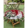 thumbnail image 3 of Outdoor Tablecloth with Umbrella Hole and Zipper, Red Christmas Round Table Cloth 54 Inch Waterproof Tablecloth, Xmas Snowman Pine Tree Winter Snowflakes Picnic Table Cover for Patio Camping, 3 of 7