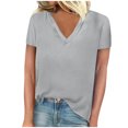 thumbnail image 2 of Njagoc3 Bestseller Womens V-Neck Solid Short Sleeve T-Shirt Summer Thin Loose Casual Slim Fit Multi-Color, 2 of 6