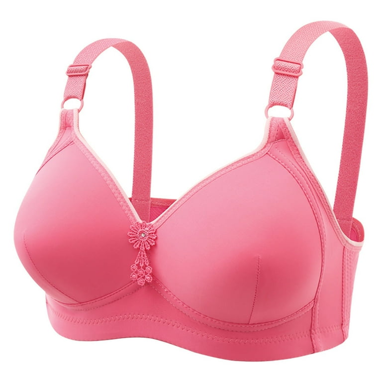 RYRJJ Push Up Bras for Women Adjustable Strap Wireless Full-Coverage  Minimizer Bra Comfortable Wire Free Bralette(Hot Pink,S) 