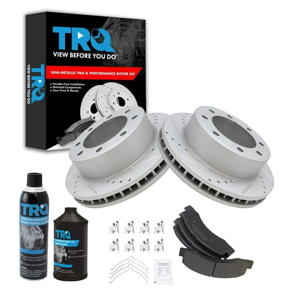 TRQ Front Performance & Brake Rotor & Metallic Pad Kit w/Chemicals BKA16727