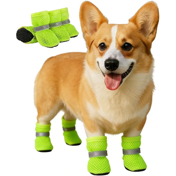 Dog Shoes for Hot Pavement, Summer Breathable Dog Boots Nonslip Sole Paw Protector for Small Medium Dogs