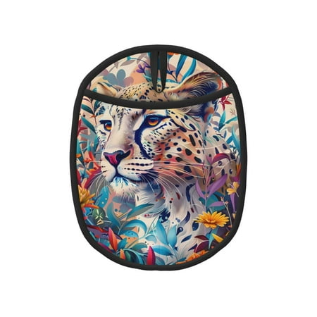 

Matuu Vibrant Leopard In Flowers for Non Slip Pot Holder for Kitchen Baking and Cooking Silicone Pot Mat Mitten With Hanging Loop Heat Resistant 7.5 x 9.4 Inches