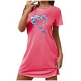 thumbnail image 1 of Mrat Robe de Pyjama Femme Grande Taille Courte Chemise de Nuit Mode Imprimé Poitrine Manches Courtes Robe de Nuit P-91 Rose Vif m, 1 of 7