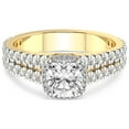 thumbnail image 3 of 4 Carat IGI Certified Cushion Shape Lab Grown Diamond Engagement Ring | 14K Yellow Gold |Luna Split Shank Halo Diamond Ring | FG-VS1-VS2 Quality Friendly Diamonds, 3 of 4