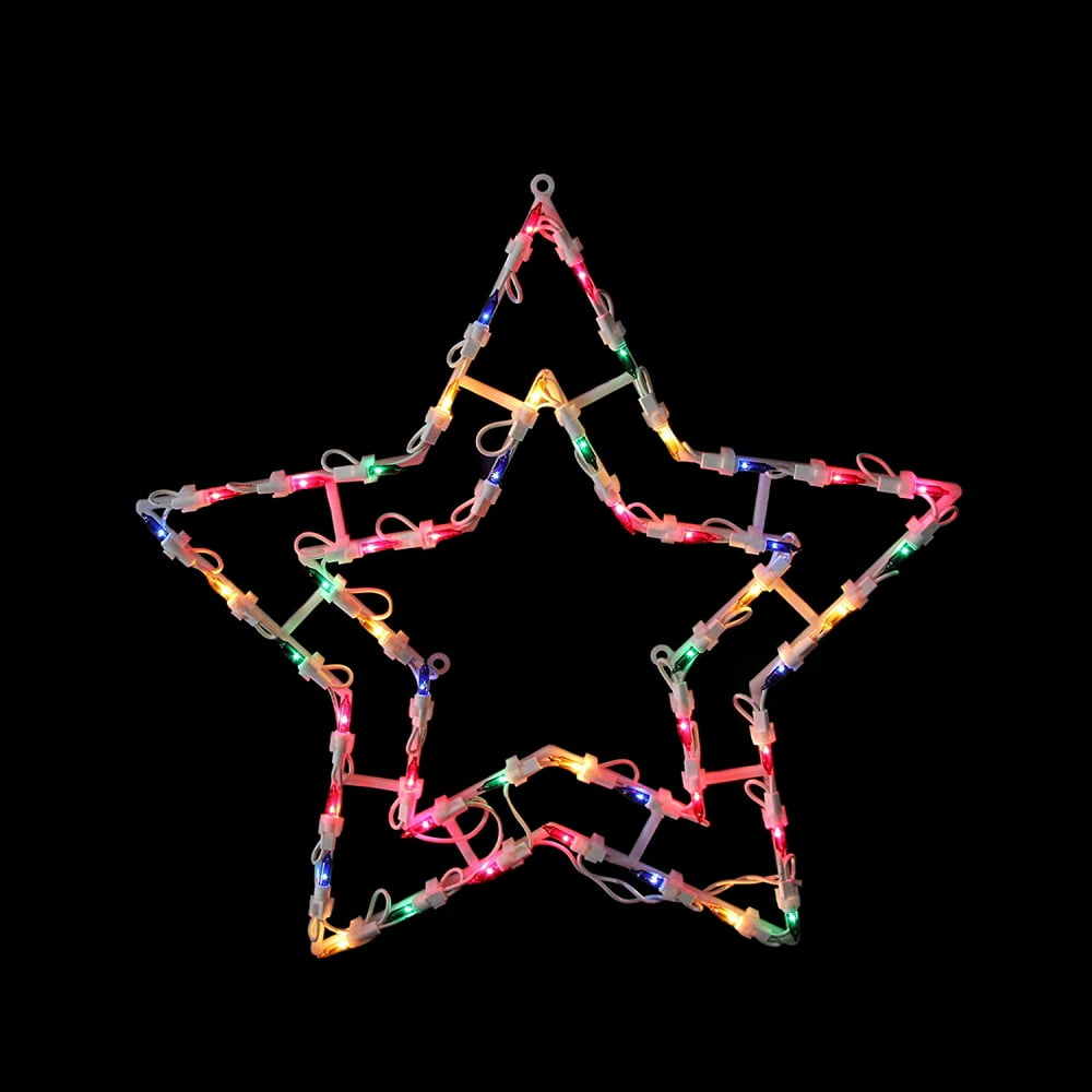 15" MultiColor Lighted Star Christmas Window Silhouette Decoration