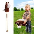 thumbnail image 1 of Jouet Cheval à Chevaucher, Design de Dessin Animé, Bâton Cheval en Peluche avec Roues et Poignée Épaissie pour Enfants, 1 of 7