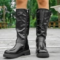 thumbnail image 4 of Viluyesy Womens Moto Boots, Thick Sole Comforable Wide Calf Side Zipper Fashion Knee High Boots Black, 4 of 8