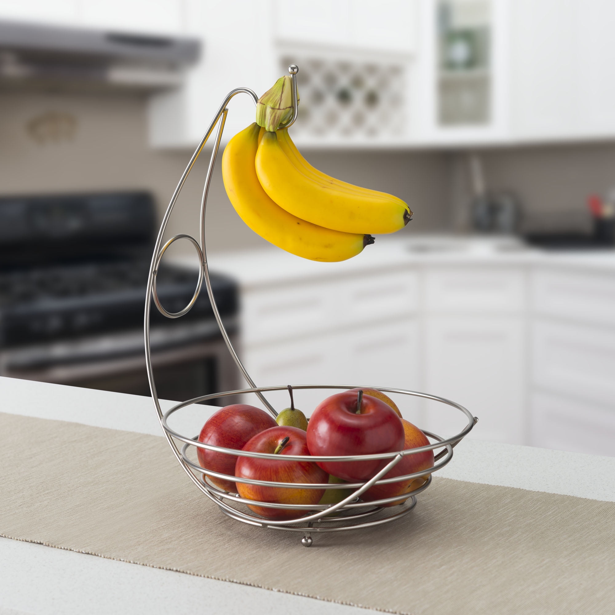 Satin Nickel Fruit Bowl with Banana Tree