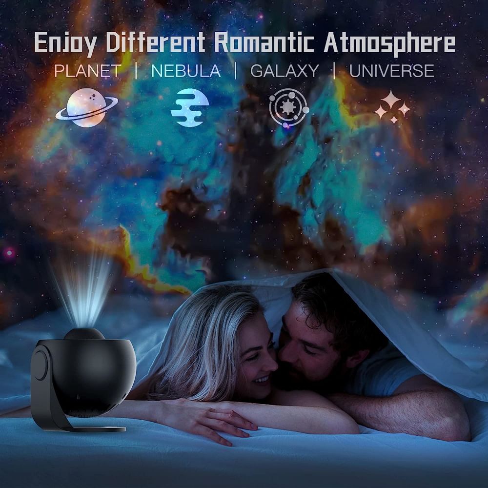VIVIHEYDAY 13 in 1 Planetarium Galaxy Projector 360° Rotating Night Light Nebula Star Projector Lamp Timer Black