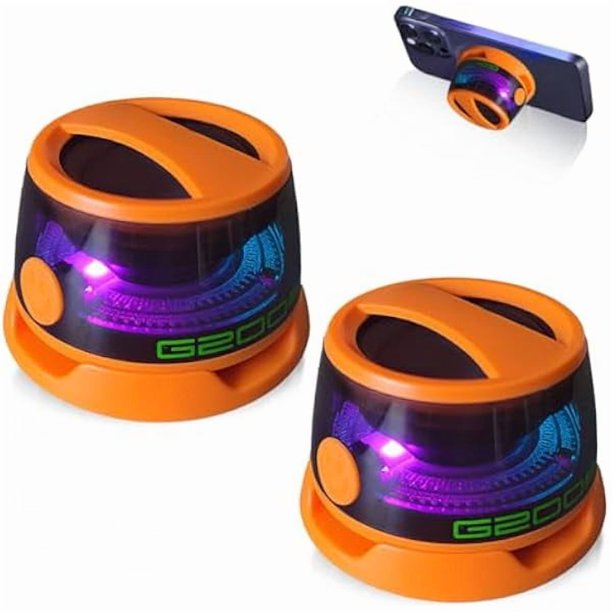 wonima11 Magnetic Bluetooth Speaker, Magnetic Bracket RGB Lighting Effect, 3D Surround Sound Effect, G200 Multi-Function Portable Speaker, for iPhone, Android, TWS (Black) (2 Orange)