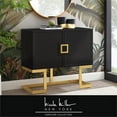 thumbnail image 3 of Posh Living Maleia 2-Doors Oak Veneer Wood Accent Chest in Black/Gold, 3 of 10