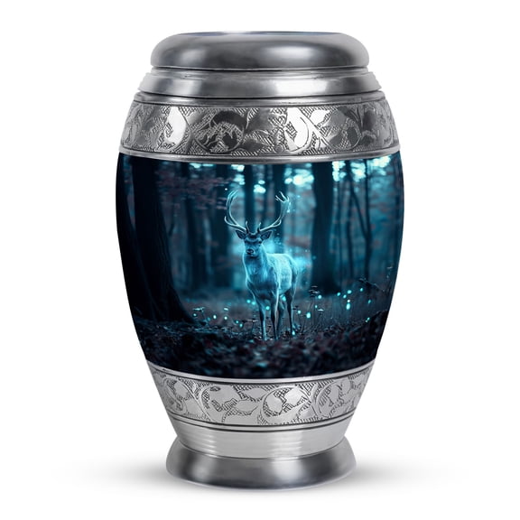 KARYLIZ Deer Urn - Blue Urns for Human Ashes Adult Female - Urns for Cremation Remains - Decorative Funeral for Ashes Adult Male - Urns For Human Ashes Adult Man - Memorial Gifts 10 Inch
