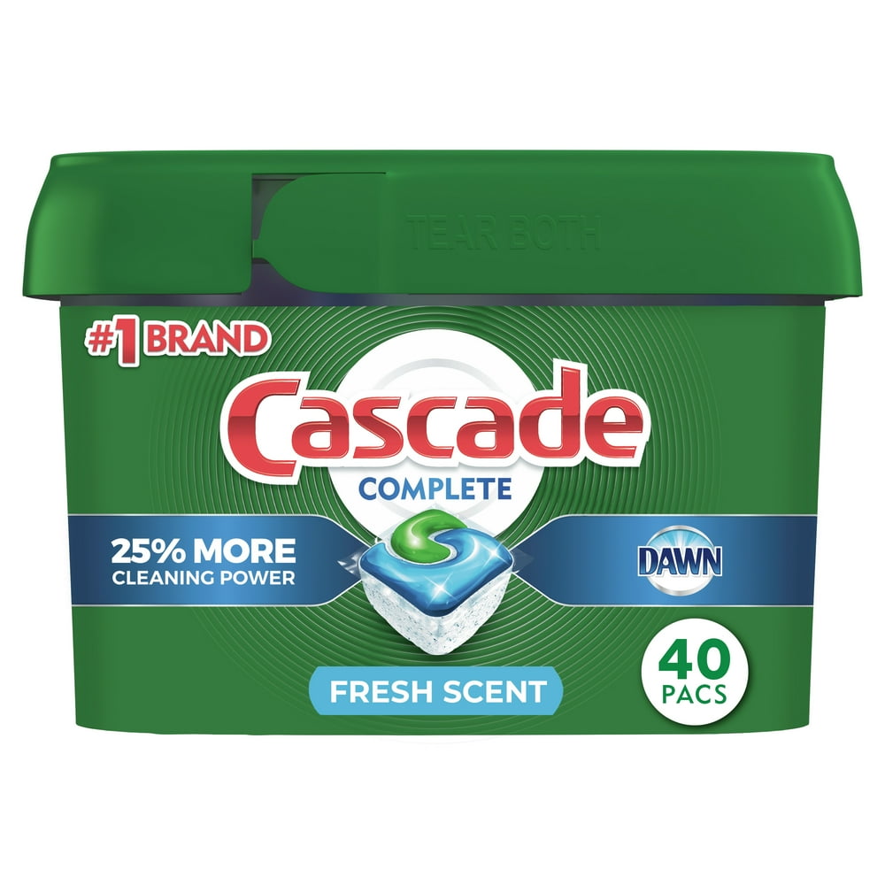Cascade Complete ActionPacs Dishwashing Detergent, Fresh Scent, 40 Ct