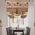 thumbnail image 3 of Western Texas Star Retro Balloon Curtains for Windows, Bedroom Curtains 54 Inch Length, Vintage Farmhouse Berry Brown Wood Tie Up Curtains Panels Thermal Insulated Bathroom Curtains Window 42"x54", 3 of 8