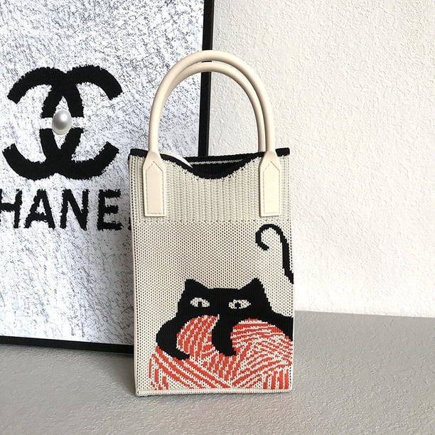 Bolso para móvil, bolso de punto, bolso de mano de gran capacidad, bolso bandolera para estudiantes, bolso de lana