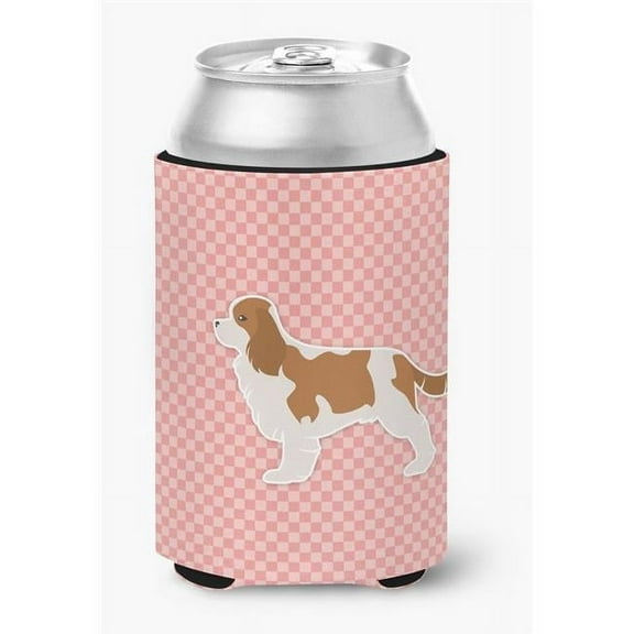 Cavalier King Charles Spaniel Checkerboard Pink Can or Bottle Hugger
