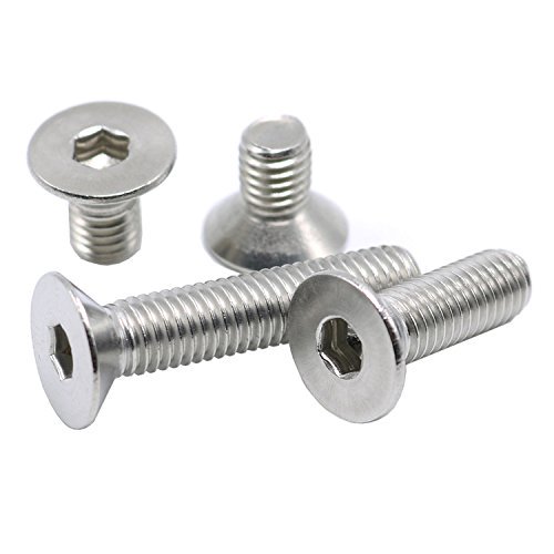 HH FASTENERS Vis de Prise de Tête Plate/de Contrefoncée M2 x 5mm, Lot de 100 Pcs, Acier Inoxydable, Filetage Complet, Main Droite, Métrique