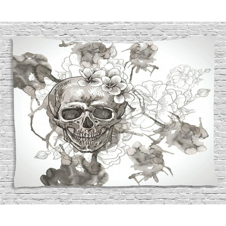 Day Of The Dead Decor Tapestry Painting Skull Flowers Dia De Los Muertos Festive Decor Print Wall Hanging For Bedroom Living Room Dorm Decor 60w X