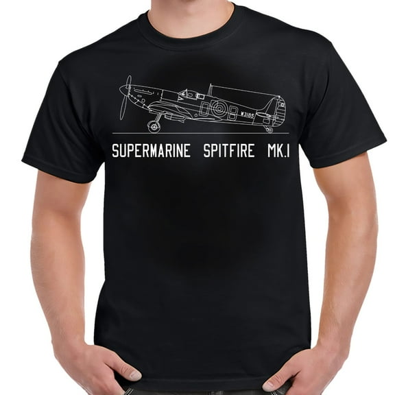 Spitfire Mk.1 Black Adult T-Shirt-XL