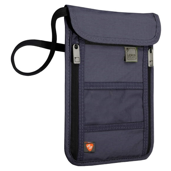 Cartera de Cuello Lewis N. Clark con Bloqueo RFID en Color Azul Marino