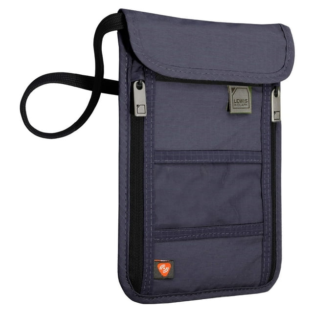 Cartera de Cuello Lewis N. Clark con Bloqueo RFID en Color Azul Marino