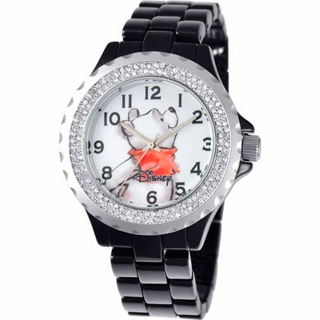 Disney Winnie Women's Enamel Watch, Black Bracelet