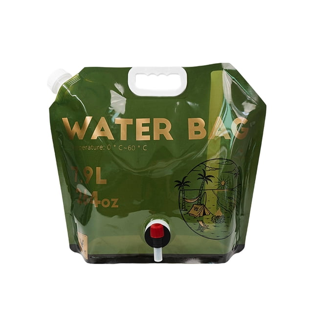 Almencla Sac de Stockage d'Eau Pliable avec Robinet Détachable pour Pêche Randonnée Camping Vert