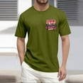 thumbnail image 4 of NAMTYQX Funny Shirts for Men Comfy Plus Size Stretchy Light Crew Neck Casual Lounges Patterned Short Sleeved Cozy Mens Shirts Summer Army Green Size S, 4 of 5
