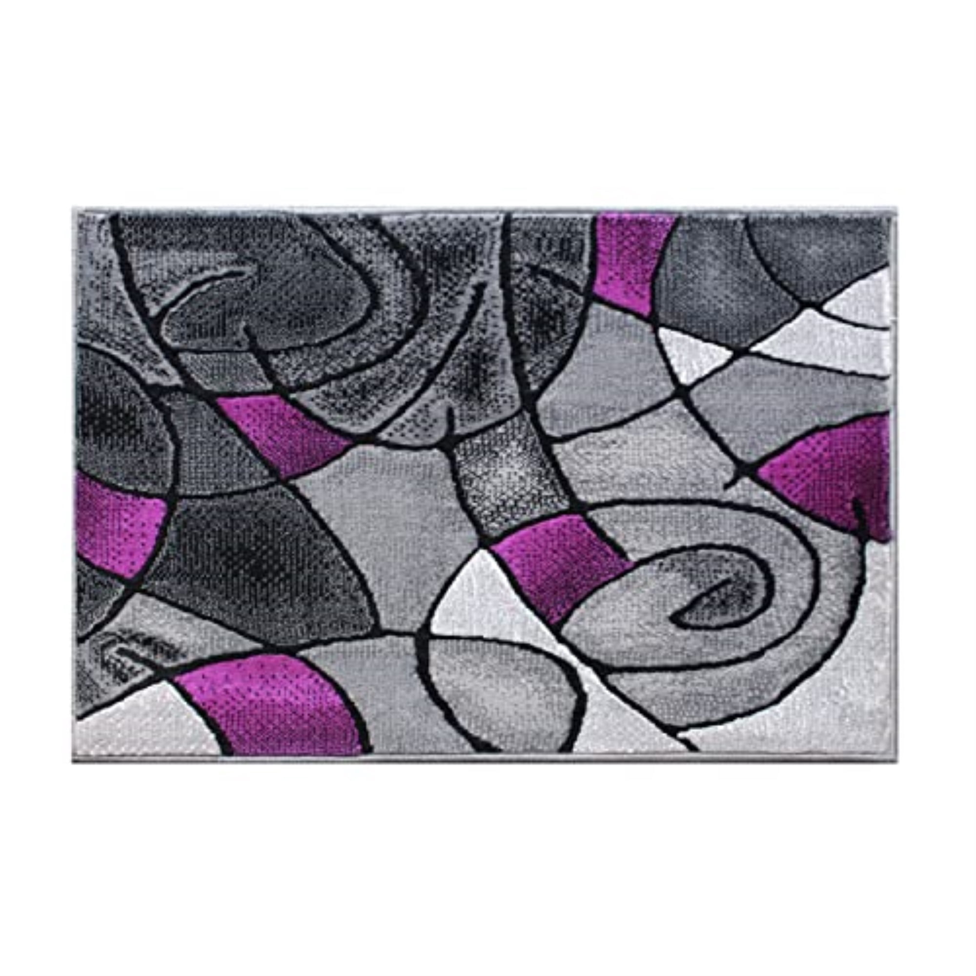 Flash Furniture Jubilee Rectangular Contemporary Black, Grey, Purple Area Rug, 2' x 3'