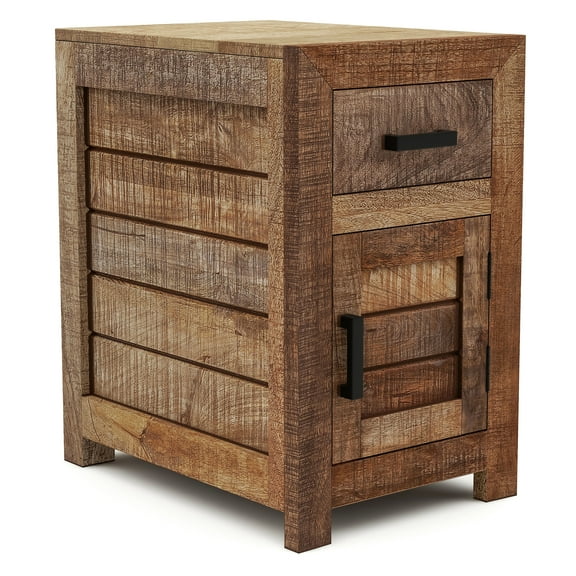 Furniture of America Acres Storage Side Table, Natural Tone