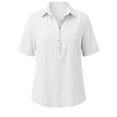 thumbnail image 6 of GUACER Women's Short Sleeve Cotton Linen Shirt Button Down Collared Blouse, Breathable Summer Top, 6 of 6