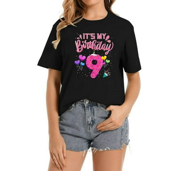 It's My 9th Birthday Doughnut Happy 9 Years Old Girl T-Shirt