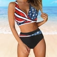 thumbnail image 2 of CONZONE Independence Day Womens Bikini Sets 4Th Of July 2 Peice Swimsuits for Women High Waisted Patriotic Usa Flag Graphic Lightweight Summer Beach Bathing Suits With Removable Bra Pads, 2 of 6