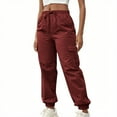 thumbnail image 2 of Maplenight Women's Cargo Pants Elastic Waist Joggers with Drawstring Solid Loose Casual Lounge Pants with Pockets, 2 of 9