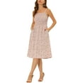 thumbnail image 2 of INSPIRE CHIC Women's Summer Spaghetti Strap Smocked Pockets Floral Dress XL Pink, 2 of 5