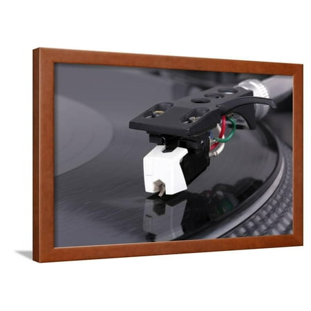 Dj Needle on Spinning Turntable Framed Print Wall Art By