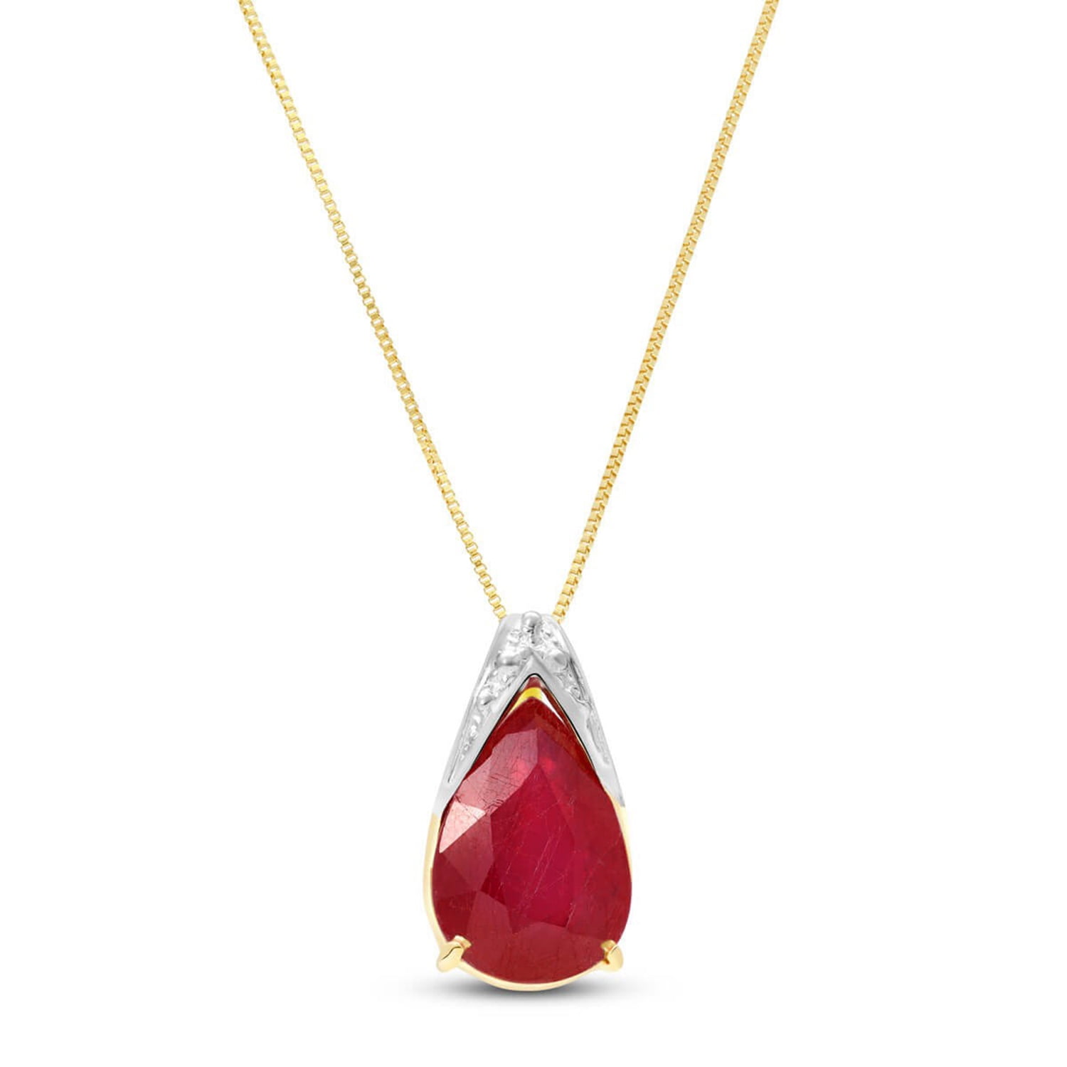 Galaxy Gold 14K Solid Gold 5 Carat Natural Ruby Pendant Necklace for Women - Yellow Gold Fine Jewelry