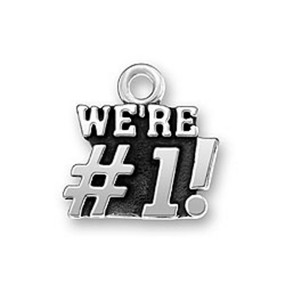 Sterling Silver 20" 1mm Box Chain We Are Number One WE'RE #1 Word Pendant Necklace